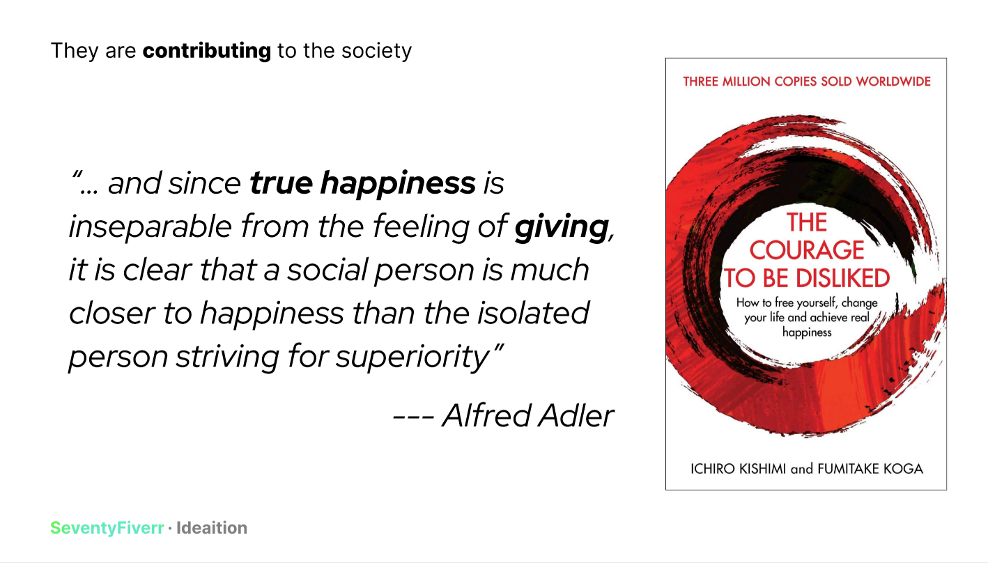 work brings true hapiness, from Alfred Adler